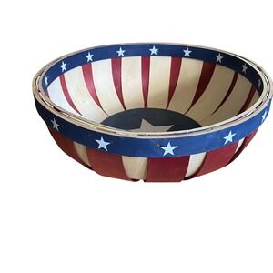 Patriotic Themed Wooden Basket 12" by Market Art Lone Star USA